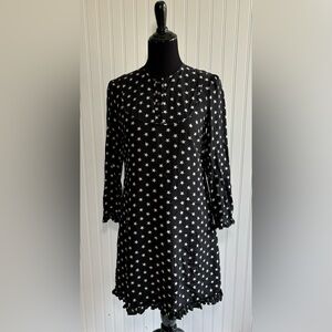 J.Crew Collection Star Dress Silk Ruffle Black White Womens Size 4